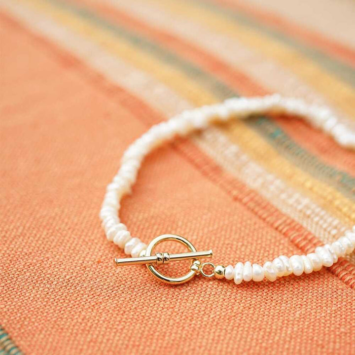 Daisy London Gold Plate Polly Beach Pearl Necklace And Bracelet Set Additional Image - 4