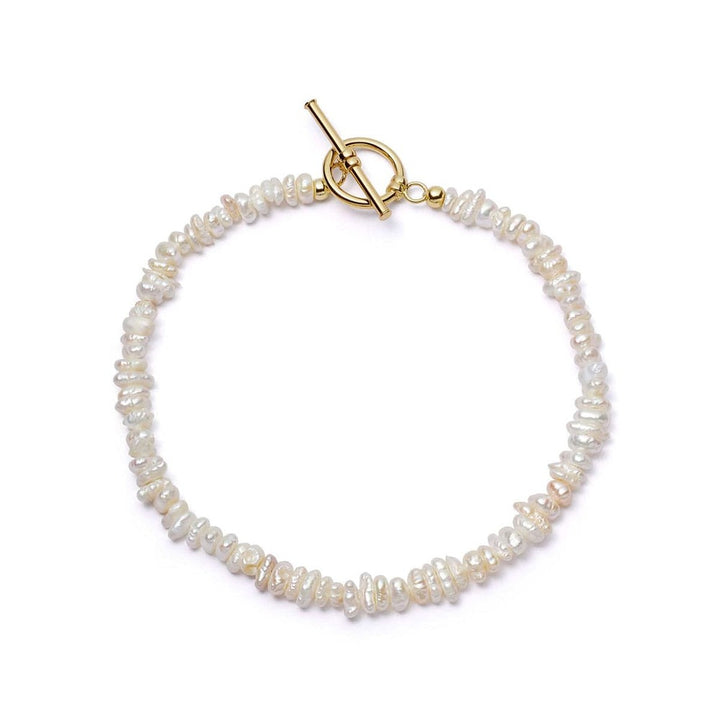 Daisy London Gold Plate Polly Beach Pearl T Bar Bracelet