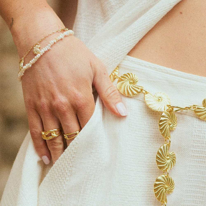 Daisy London Gold Plate Polly Beach Pearl T Bar Bracelet Additional Image - 3