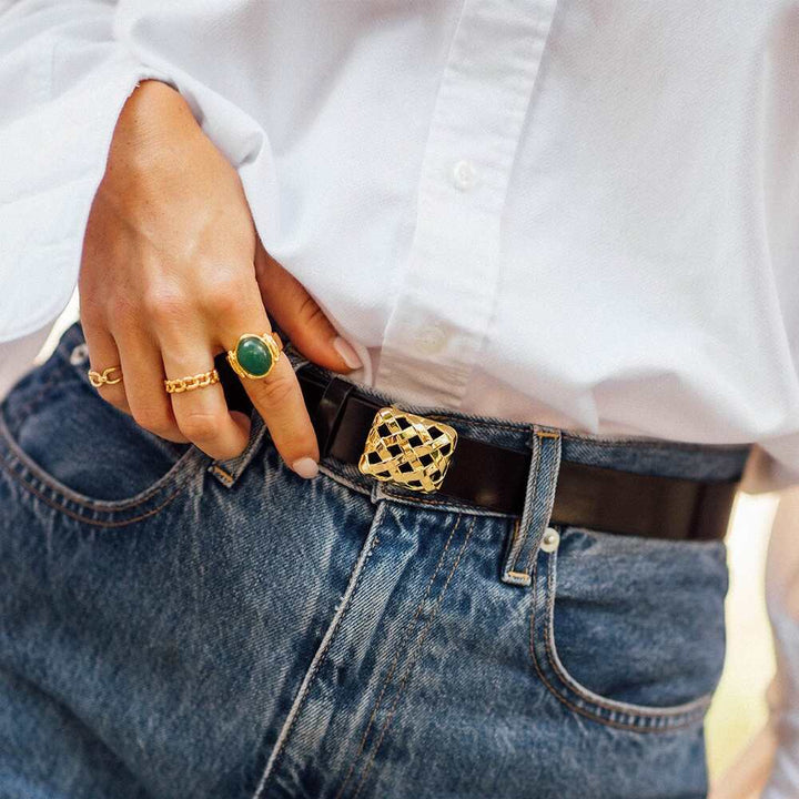 Daisy London Gold Plate Polly Black Leather Belt Additional Image - 1