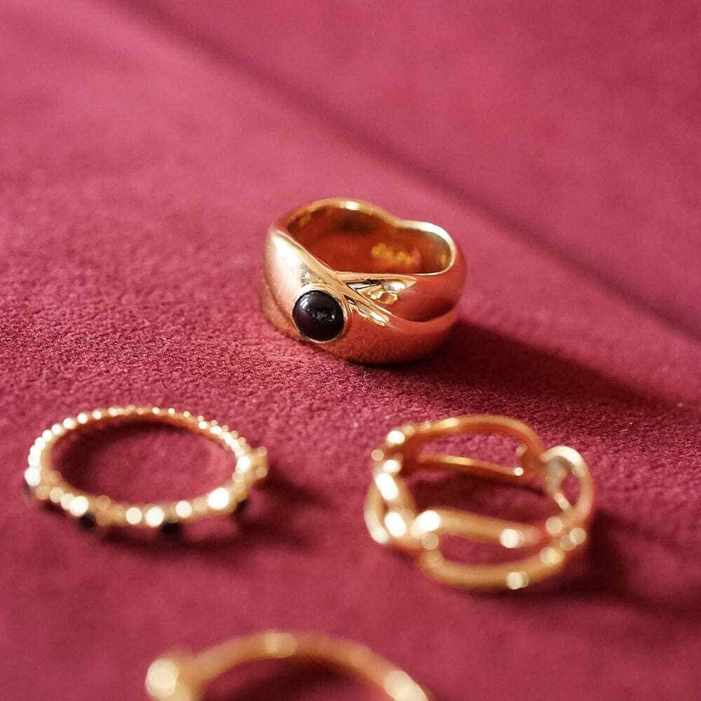 Daisy London Gold Plate Polly Black Onyx Chunky Band Ring Additional Image - 2