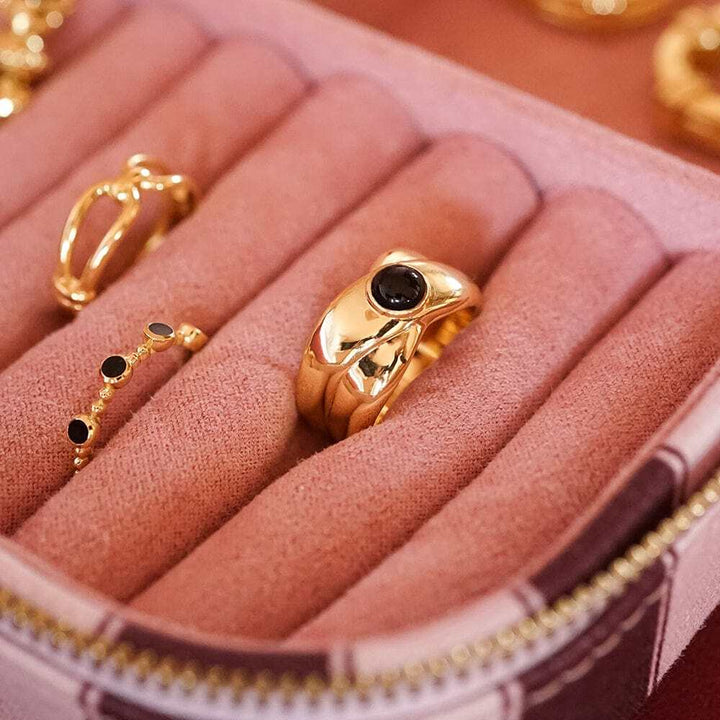 Daisy London Gold Plate Polly Black Onyx Chunky Band Ring Additional Image - 3