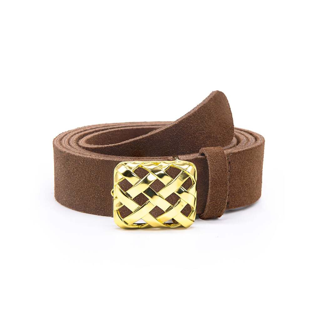 Daisy London Gold Plate Polly Brown Suede Belt
