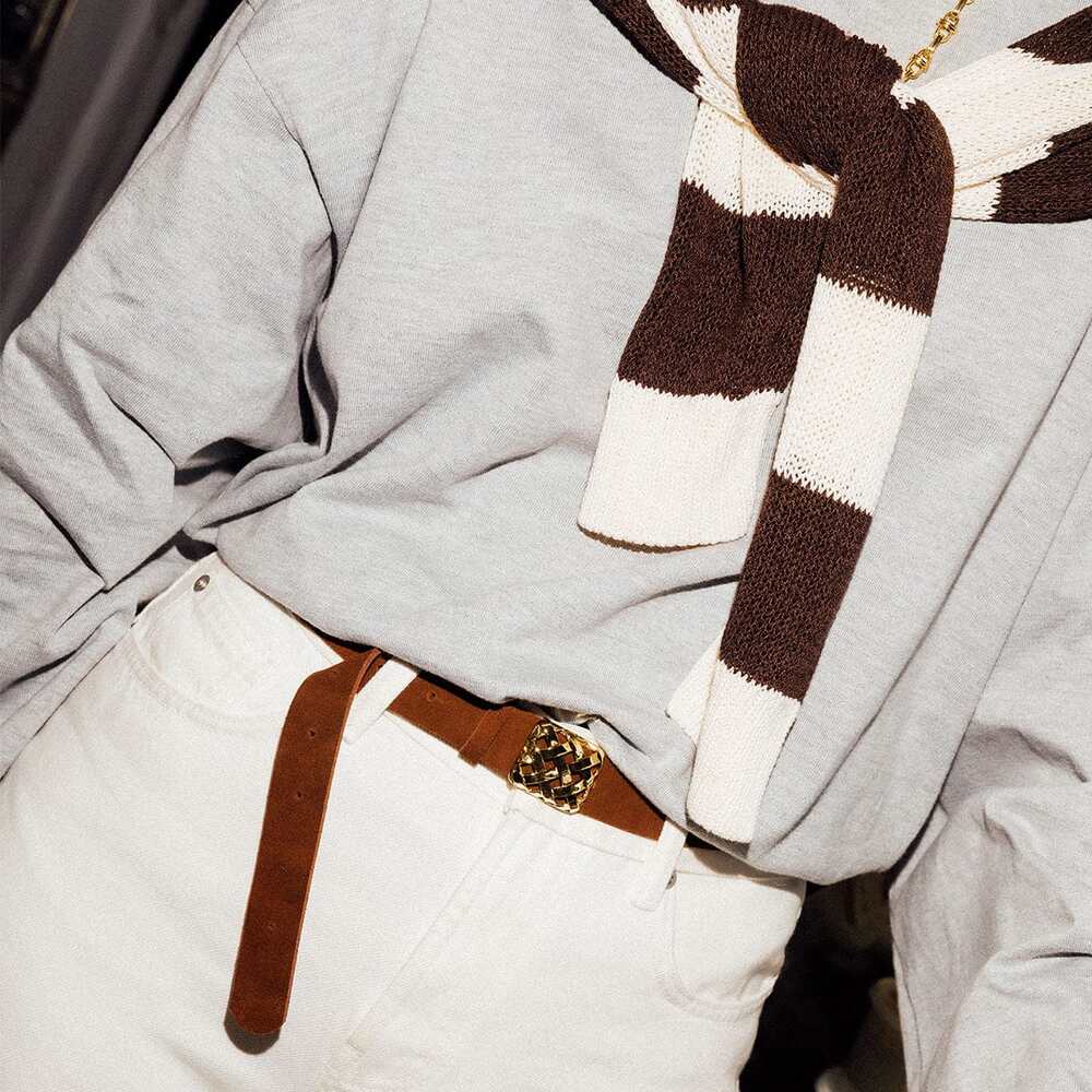 Daisy London Gold Plate Polly Brown Suede Belt Additional Image - 1