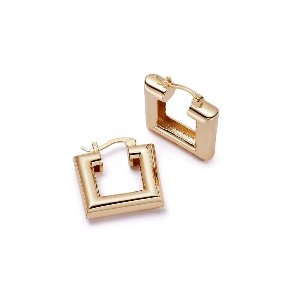 Daisy London Gold Plate Polly Chubby Square Hoop Earrings