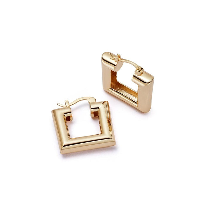 Daisy London Gold Plate Polly Chubby Square Hoop Earrings