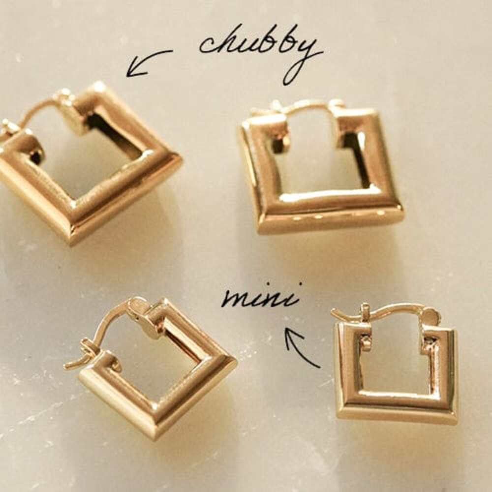 Daisy London Gold Plate Polly Chubby Square Hoop Earrings