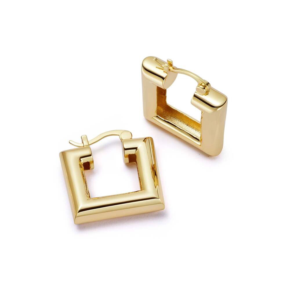 Daisy London Gold Plate Polly Chubby Square Hoop Earrings Additional Image - 1