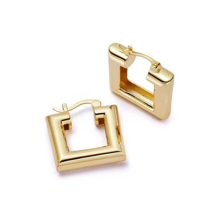 Daisy London Gold Plate Polly Chubby Square Hoop Earrings Additional Image - 1