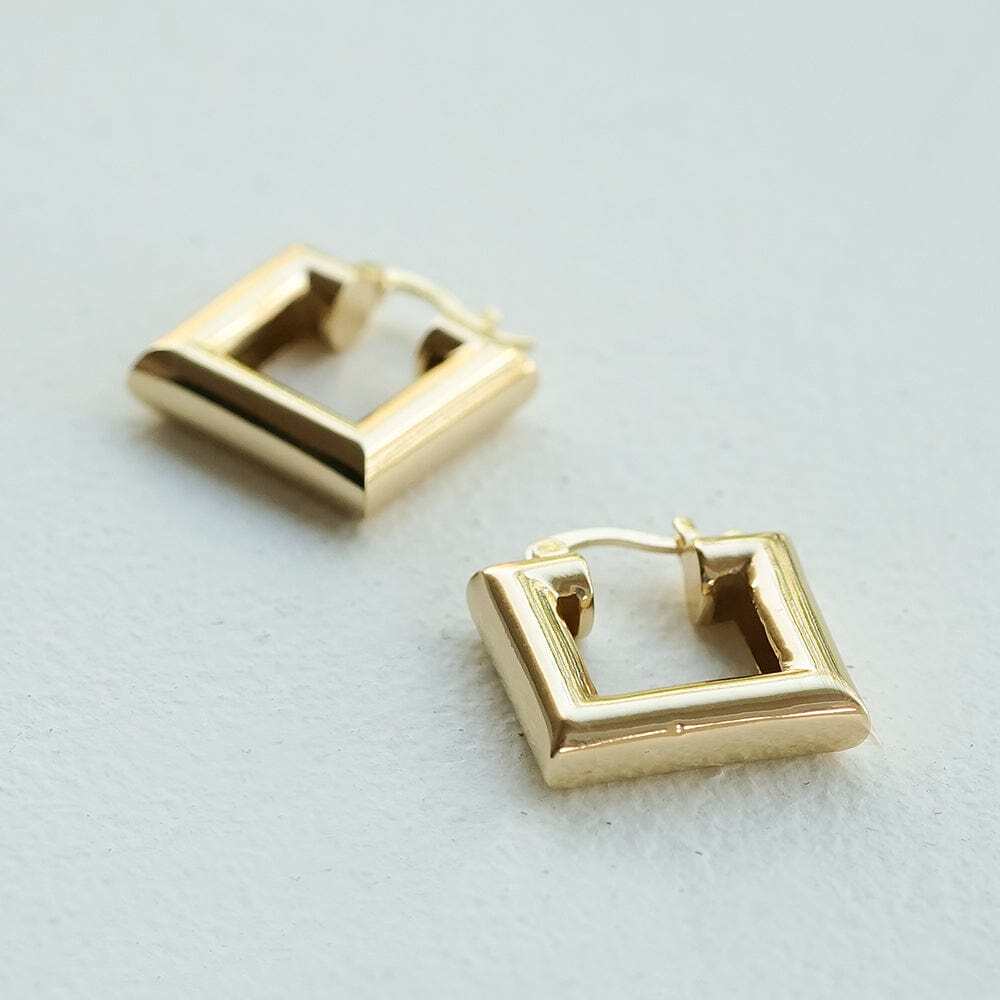Daisy London Gold Plate Polly Chubby Square Hoop Earrings Additional Image - 1