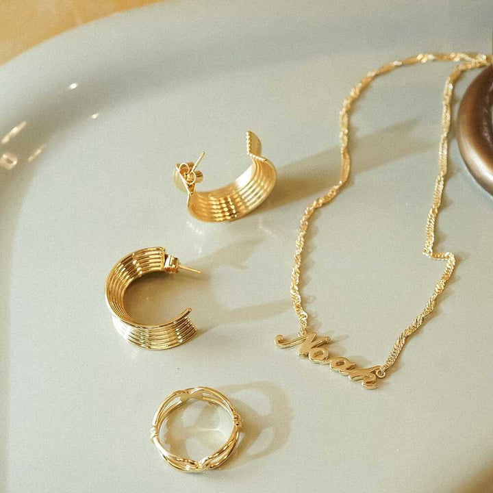 Daisy London Gold Plate Polly Chunky Tidal Hoops Additional Image - 4