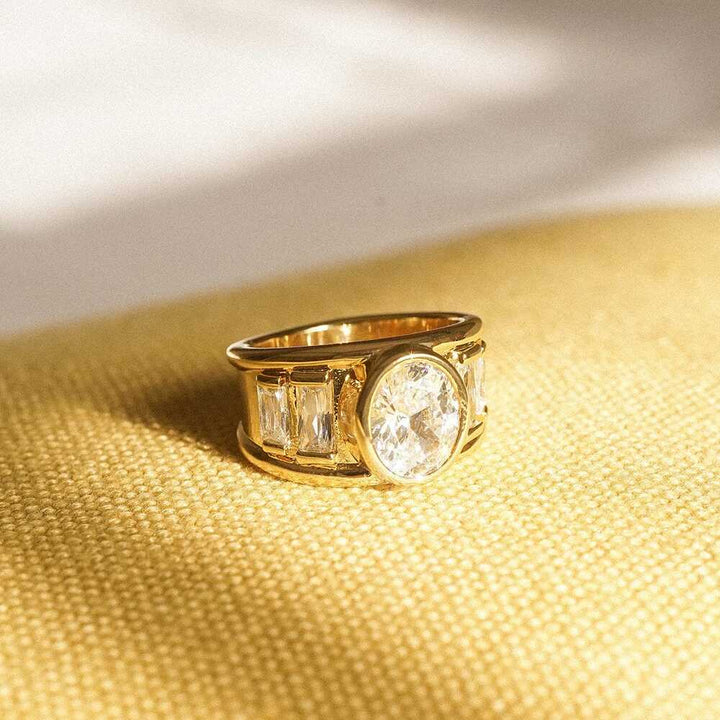 Daisy London Gold Plate Polly Crystal Chunky Ring Additional Image - 2