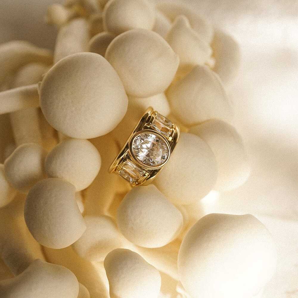 Daisy London Gold Plate Polly Crystal Chunky Ring Additional Image - 4