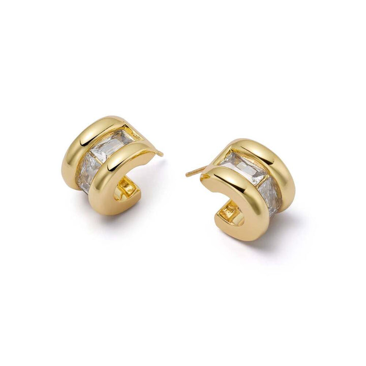 Daisy London Gold Plate Polly Crystal Hoop Earrings