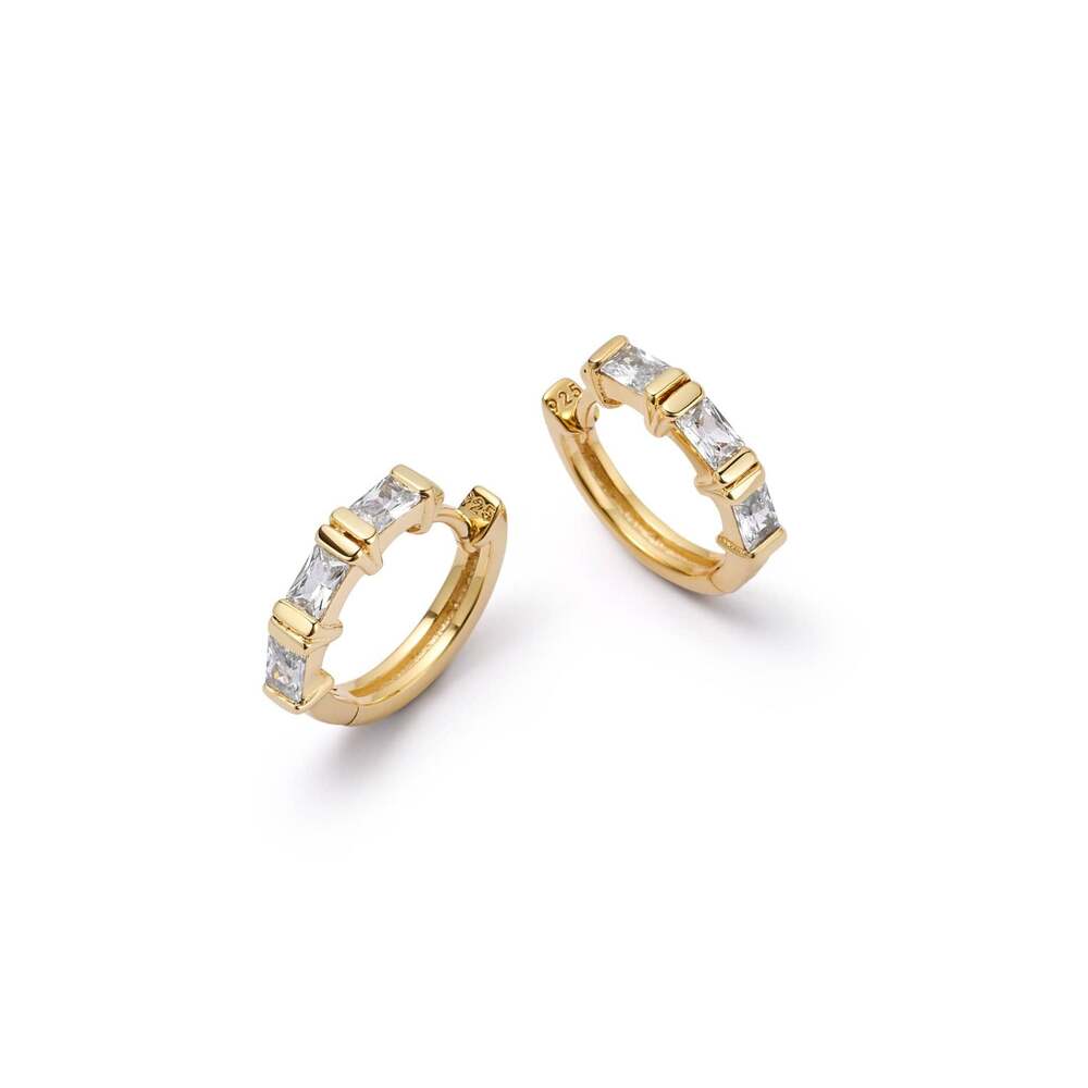 Daisy London Gold Plate Polly Crystal Huggie Hoop Earrings