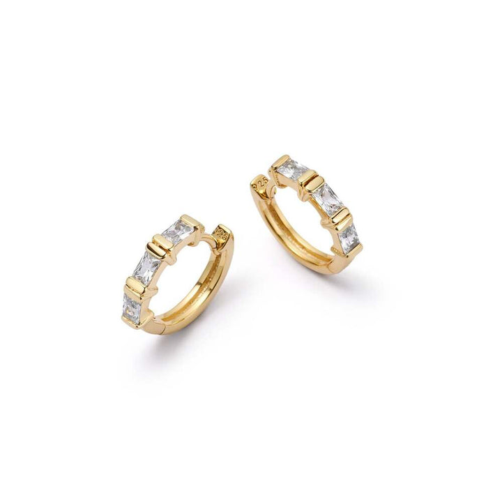 Daisy London Gold Plate Polly Crystal Huggie Hoop Earrings