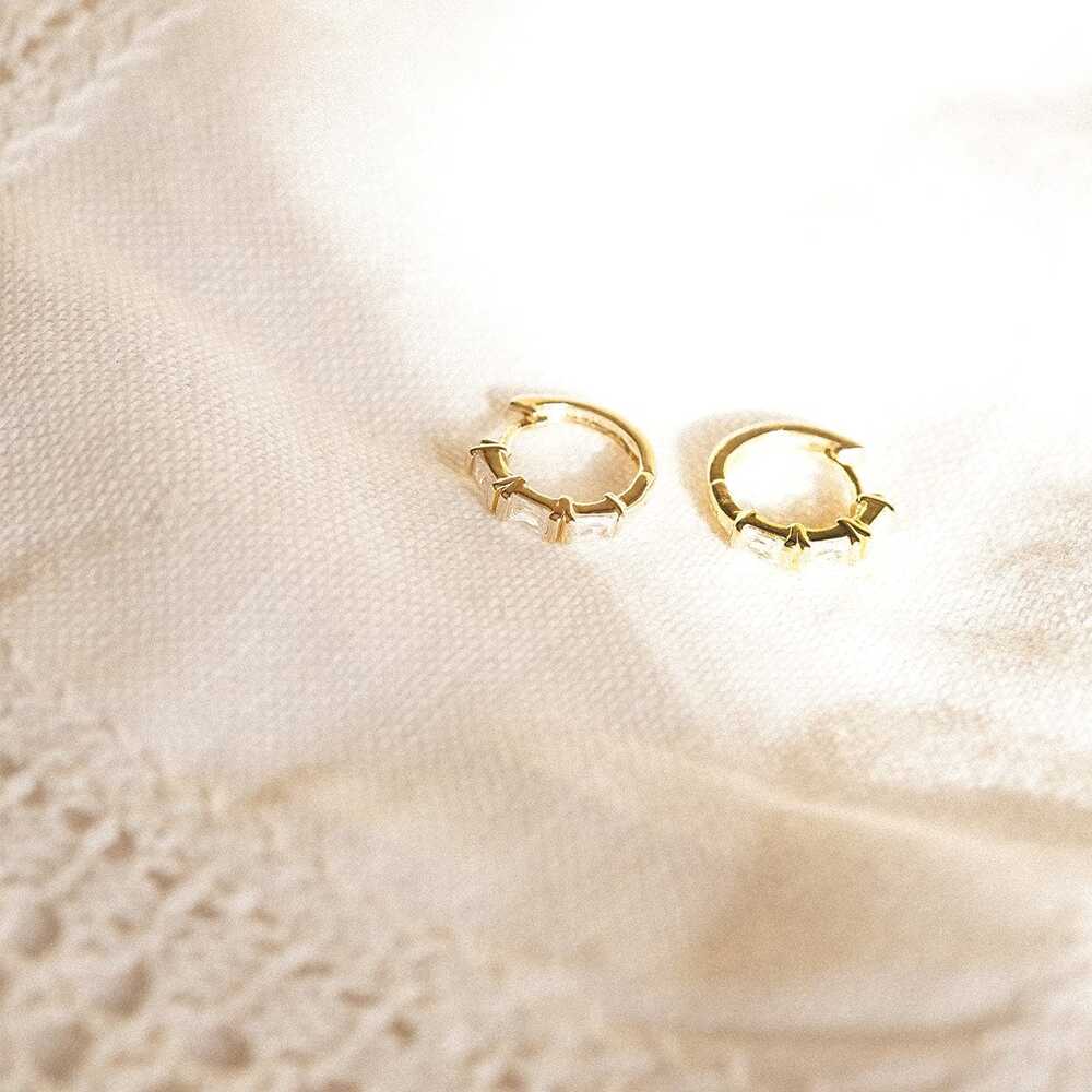 Daisy London Gold Plate Polly Crystal Huggie Hoop Earrings Additional Image - 2