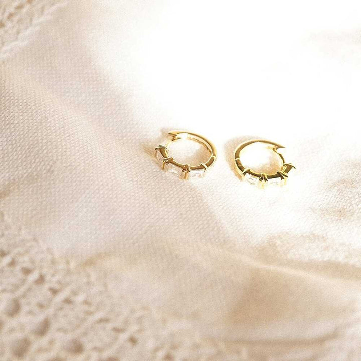 Daisy London Gold Plate Polly Crystal Huggie Hoop Earrings Additional Image - 2