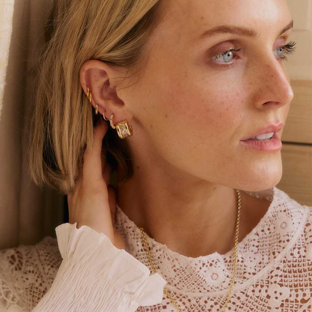 Daisy London Gold Plate Polly Crystal Mini Hoop & Bead Necklace Set Additional Image - 1