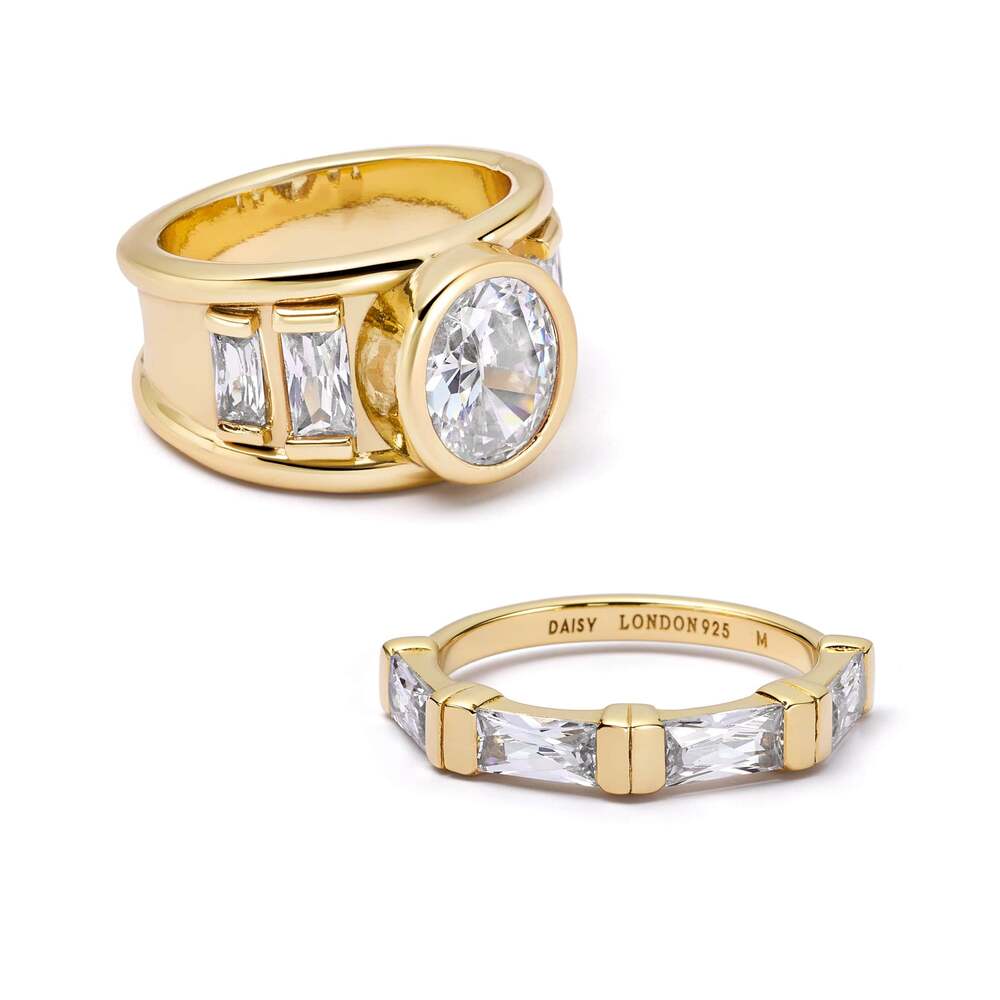 Daisy London Gold Plate Polly Crystal Ring Stack
