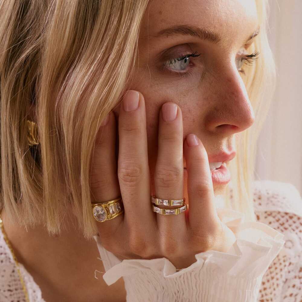 Daisy London Gold Plate Polly Crystal Ring Stack Additional Image - 3