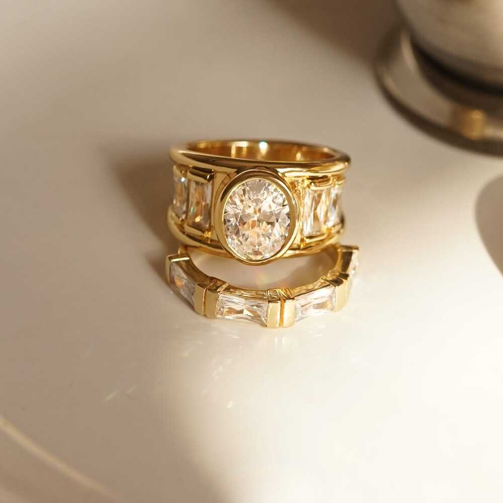Daisy London Gold Plate Polly Crystal Ring Stack Additional Image - 4