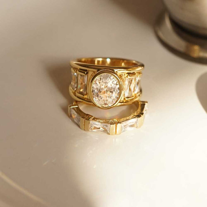 Daisy London Gold Plate Polly Crystal Ring Stack Additional Image - 4