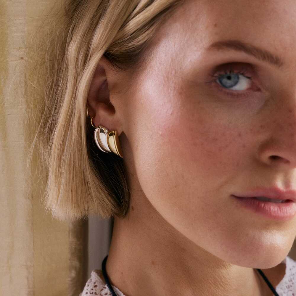 Daisy London Gold Plate Polly Cuff Mixed Metal Stud Earrings Additional Image - 1