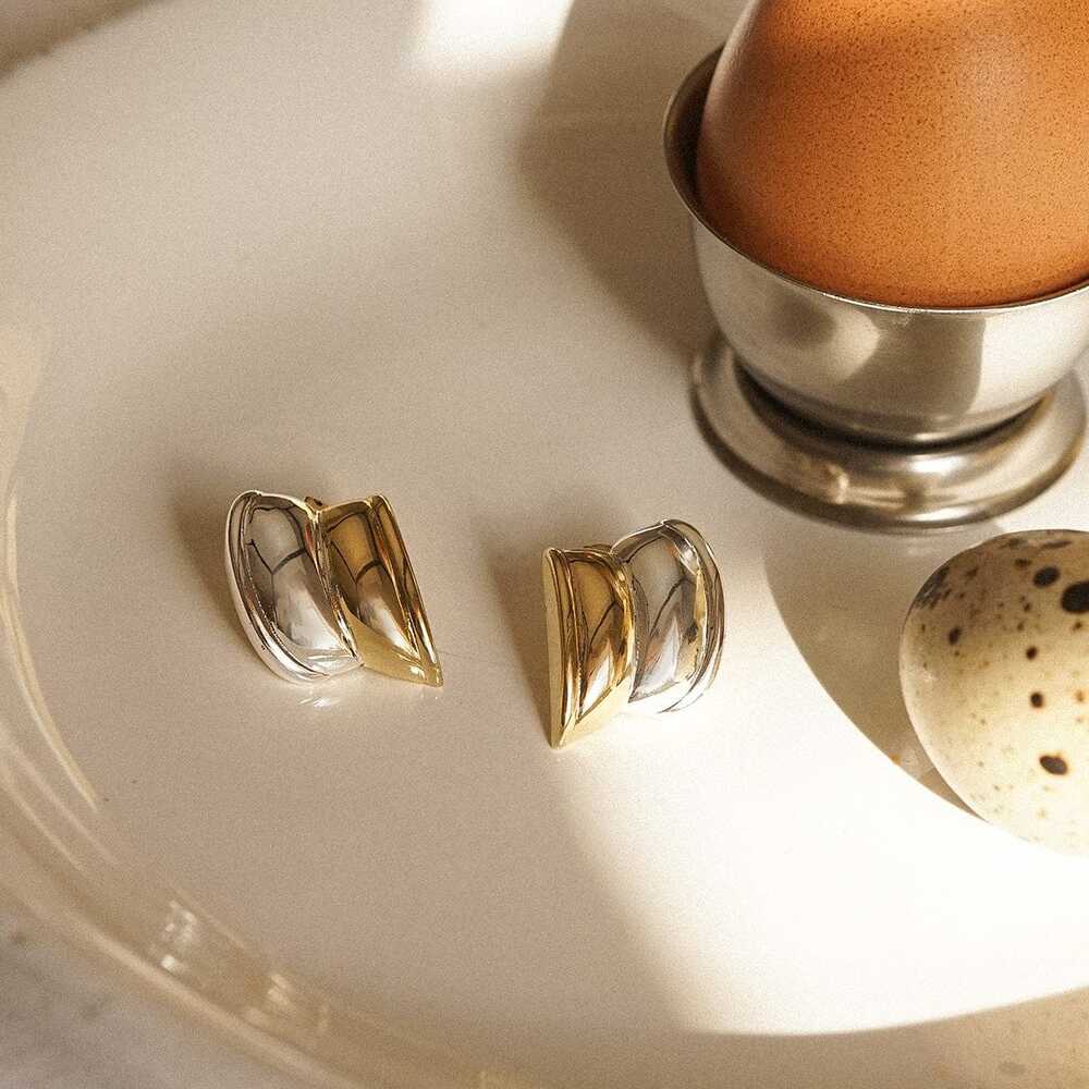 Daisy London Gold Plate Polly Cuff Mixed Metal Stud Earrings Additional Image - 2