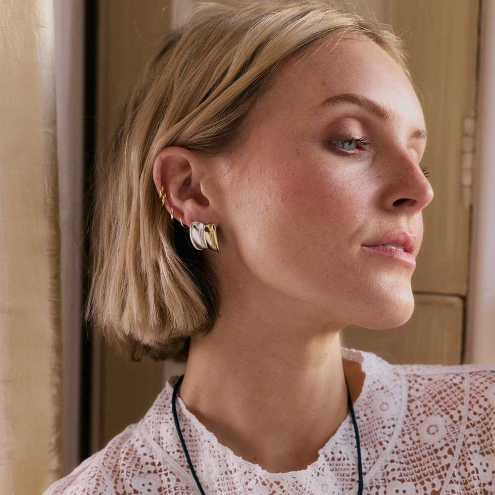 Daisy London Gold Plate Polly Cuff Mixed Metal Stud Earrings Additional Image - 3