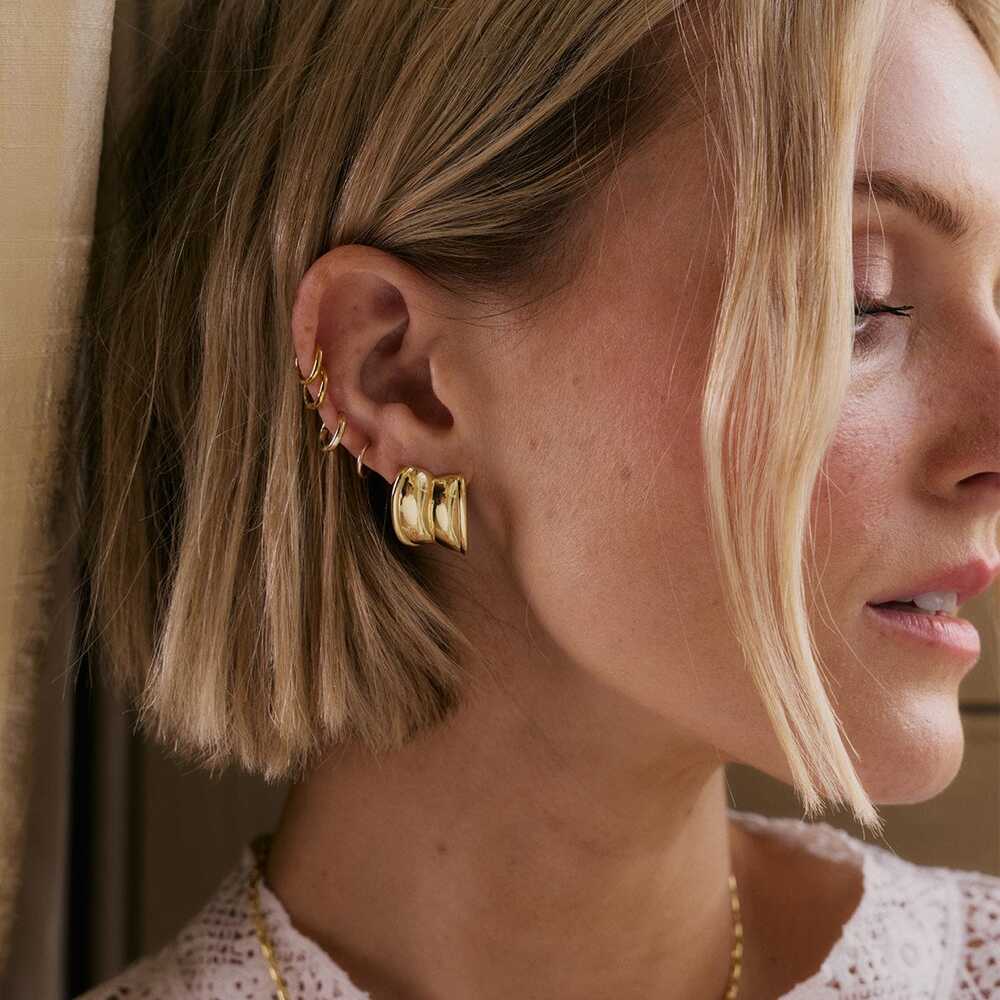 Daisy London Gold Plate Polly Cuff Stud Earrings Additional Image - 1