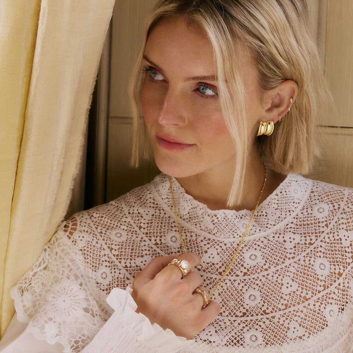 Daisy London Gold Plate Polly Cuff Stud Earrings Additional Image - 5