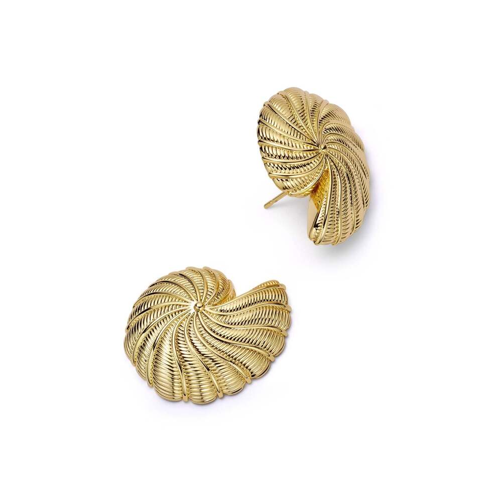 Daisy London Gold Plate Polly Oversized Shell Stud Earrings
