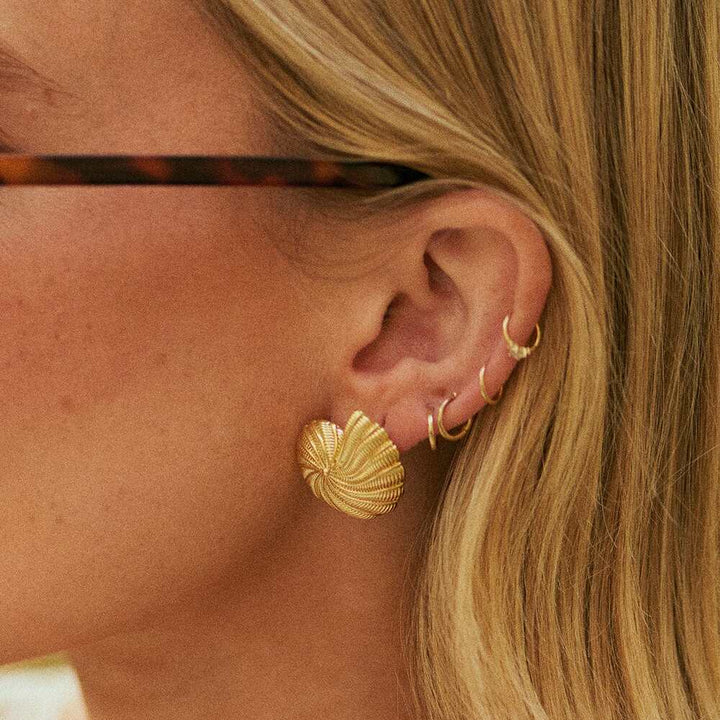 Daisy London Gold Plate Polly Oversized Shell Stud Earrings Additional Image - 2
