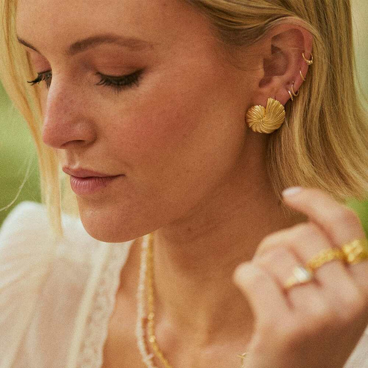 Daisy London Gold Plate Polly Oversized Shell Stud Earrings Additional Image - 3