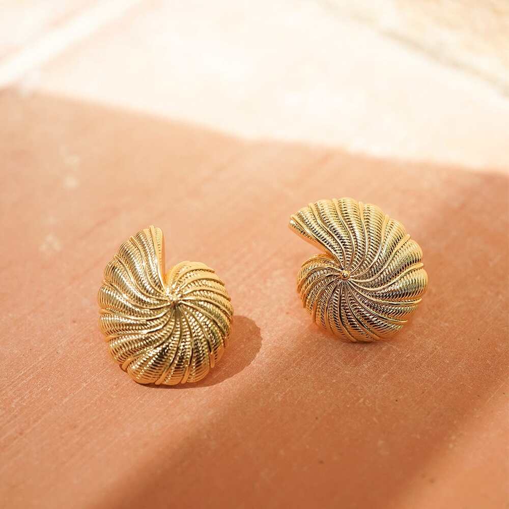 Daisy London Gold Plate Polly Oversized Shell Stud Earrings Additional Image - 4