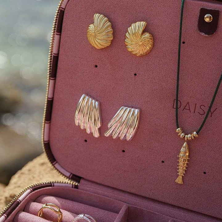 Daisy London Gold Plate Polly Oversized Shell Stud Earrings Additional Image - 6