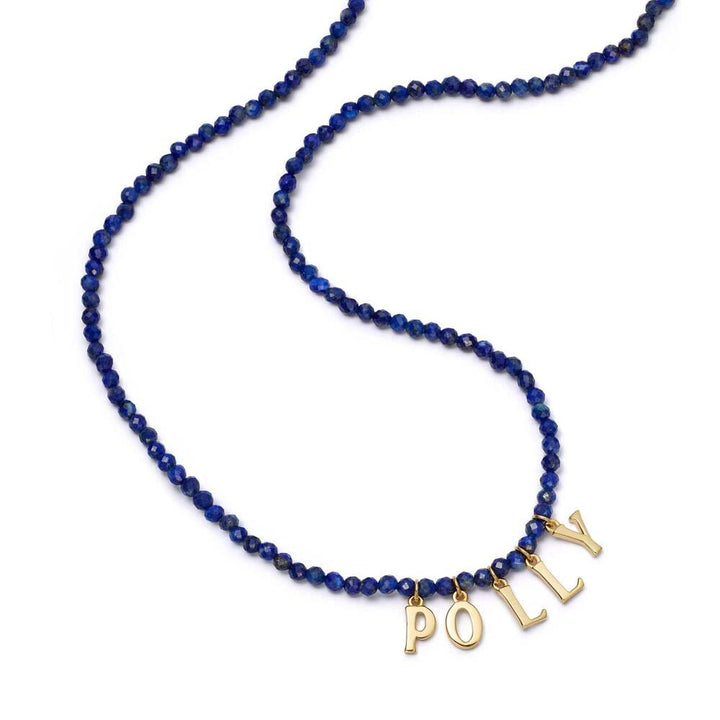 Daisy London Gold Plate Polly Personalised Lapis Bead Necklace
