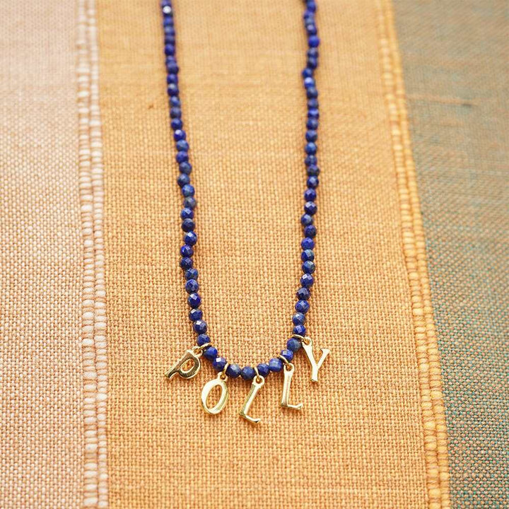 Daisy London Gold Plate Polly Personalised Lapis Bead Necklace Additional Image - 4