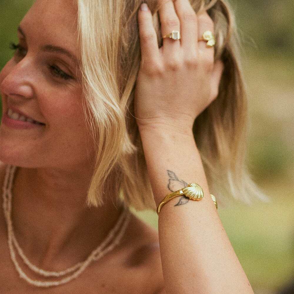 Daisy London Gold Plate Polly Shell Cuff Bangle Additional Image - 1