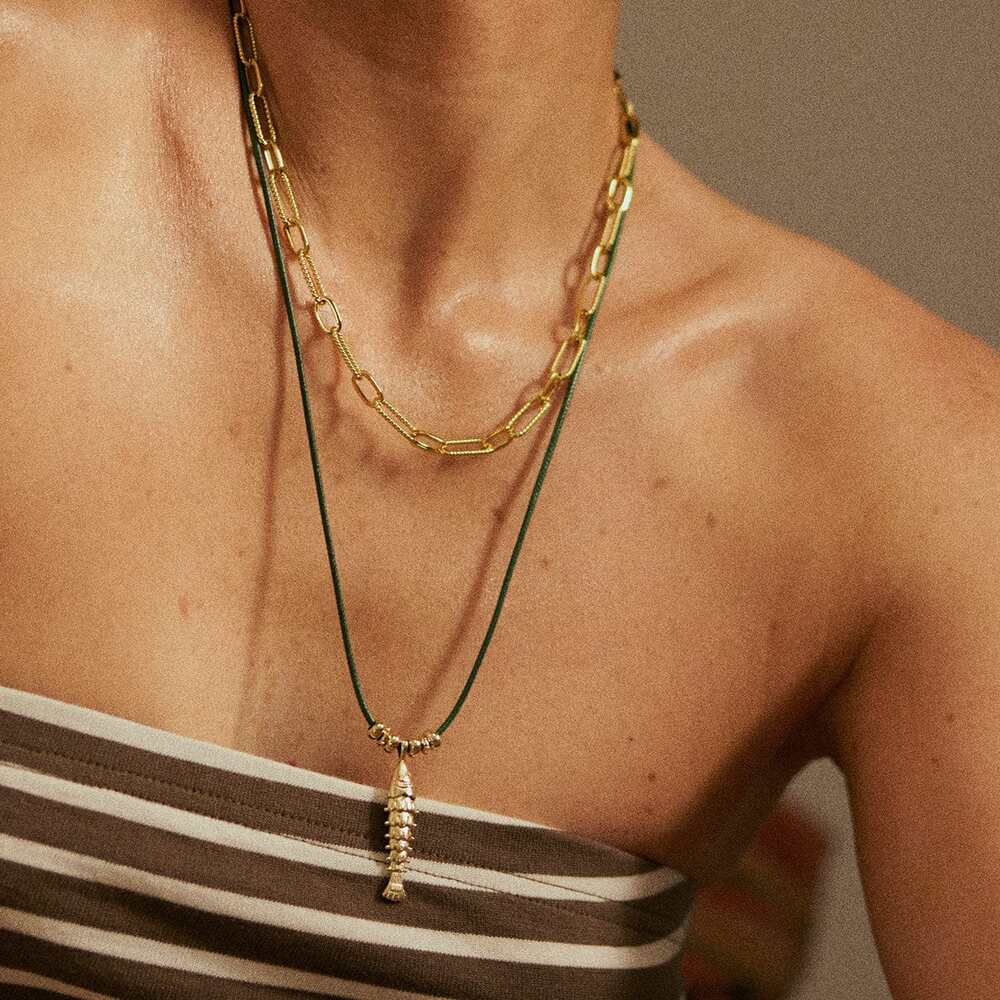 Daisy London Gold Plate Polly Tidal Fish Cord Necklace Additional Image - 1