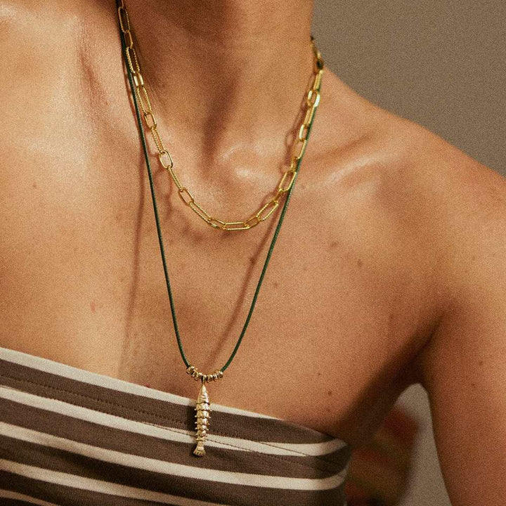 Daisy London Gold Plate Polly Tidal Fish Cord Necklace Additional Image - 1