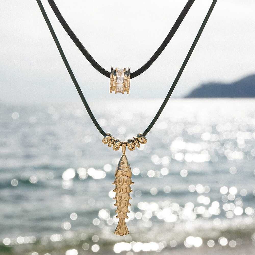 Daisy London Gold Plate Polly Tidal Fish Cord Necklace Additional Image - 2
