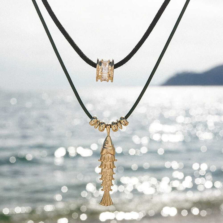 Daisy London Gold Plate Polly Tidal Fish Cord Necklace Additional Image - 2