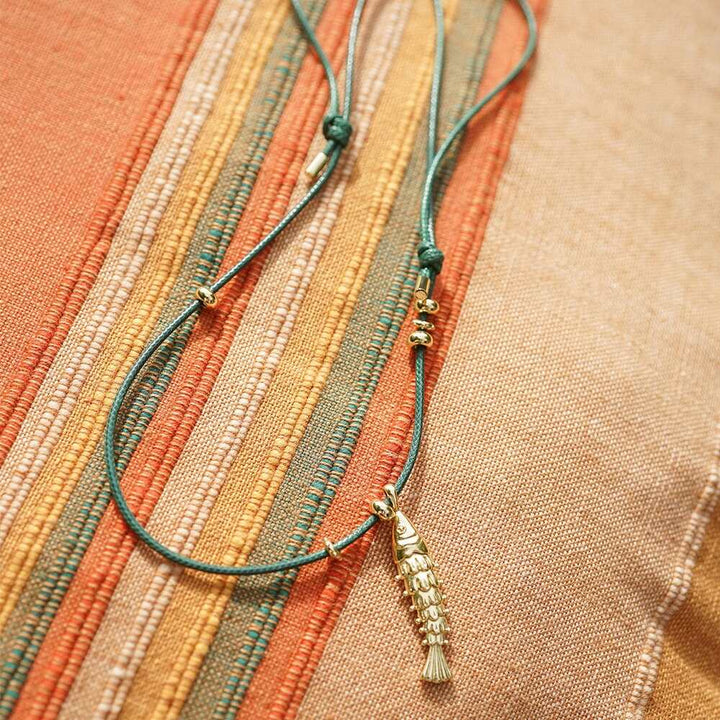 Daisy London Gold Plate Polly Tidal Fish Cord Necklace Additional Image - 4