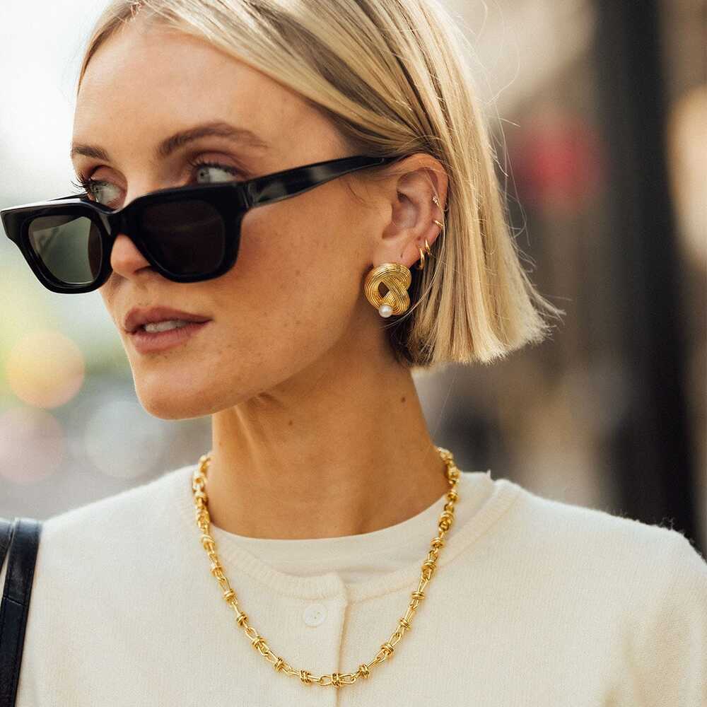Daisy London Gold Plate Polly Ties The Knot Pearl Stud Earrings Additional Image - 5