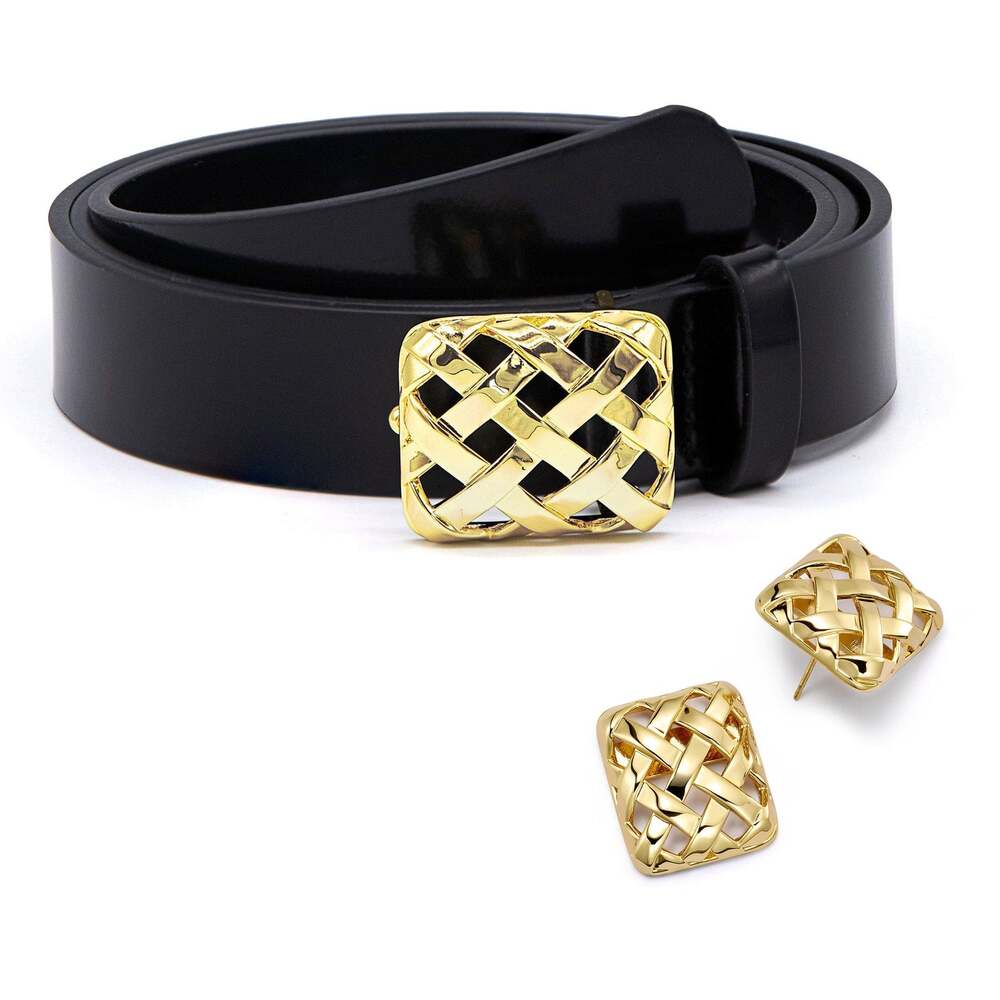 Daisy London Gold Plate Polly Woven Leather Look