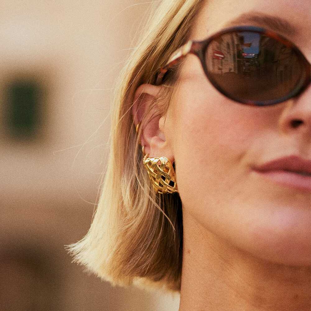 Daisy London Gold Plate Polly Woven Square Studs Additional Image - 2