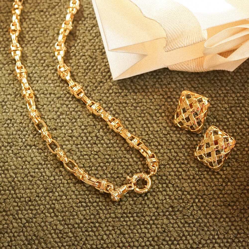Daisy London Gold Plate Polly Woven Square Studs Additional Image - 6