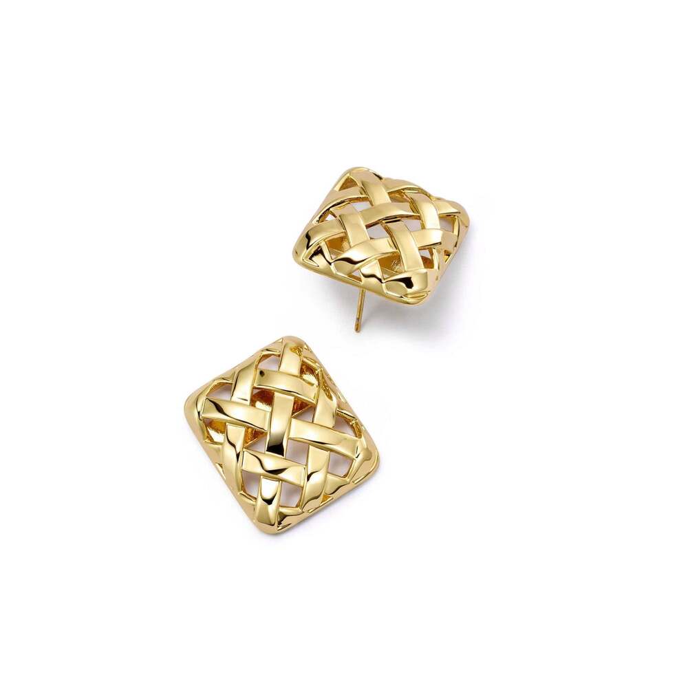 Daisy London Gold Plate Polly Woven Square Studs Additional Image - 1